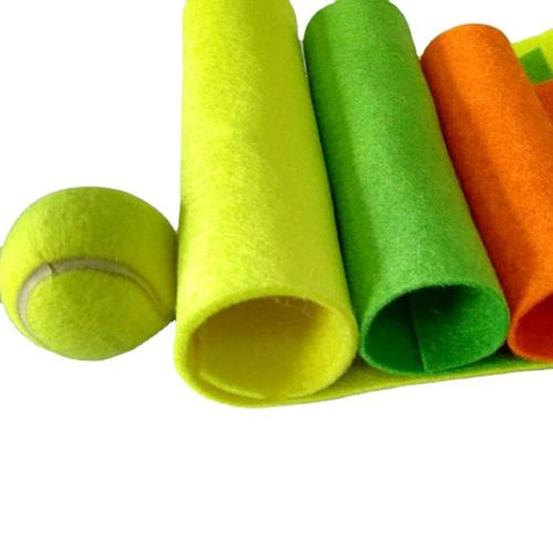 1-3mm荧光黄绿网球毛毡布 工厂供带弹性的粗带亮丝纤维不织布